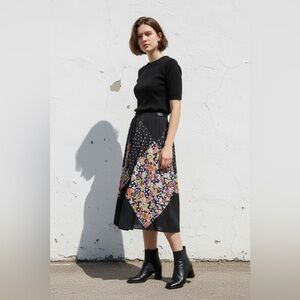 Anthropologie Maeve Skirt Size XS Midi Patchwork Floral Polka Dot